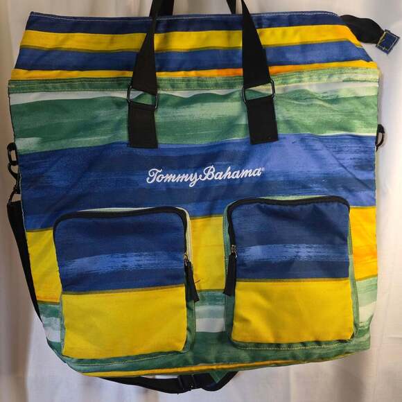 Tommy Bahama Insulated Large Cooler Bag Beach Tote Tropical Blue Green Yellow - Picture 2 of 8